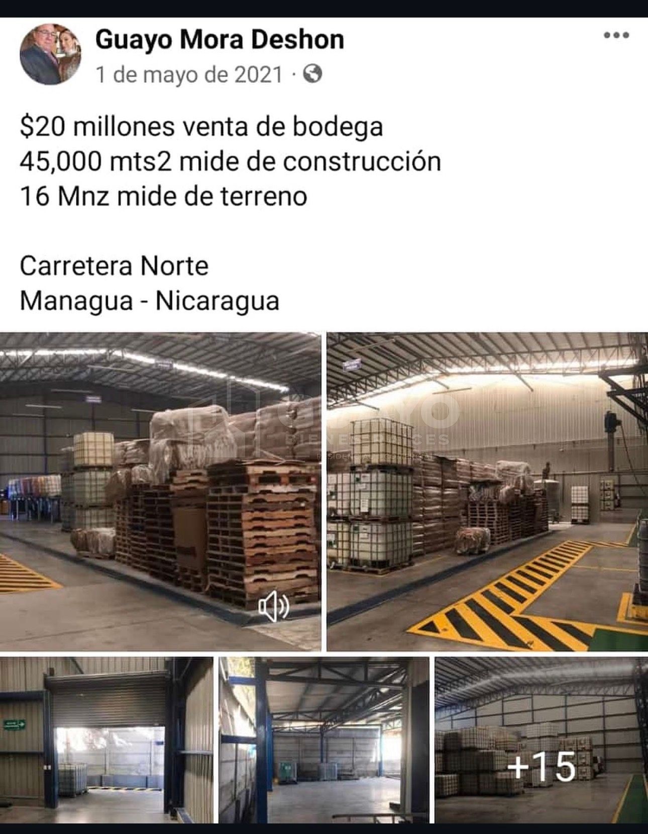 Atractiva Bodega en venta en Managua